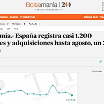 Espaa registra casi 1.200 fusiones y adquisiciones hasta agosto, un 28% menos